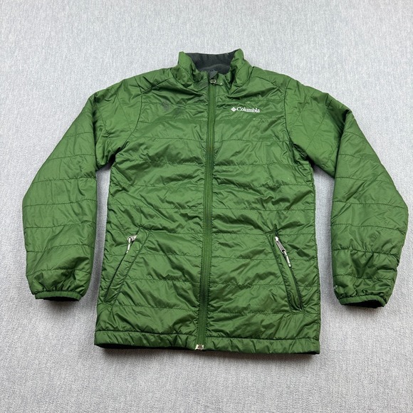 Columbia Jacket Kids Boys Youth Medium Green Omni Heat Infinity Quilted Full Zip - Picture 1 of 15